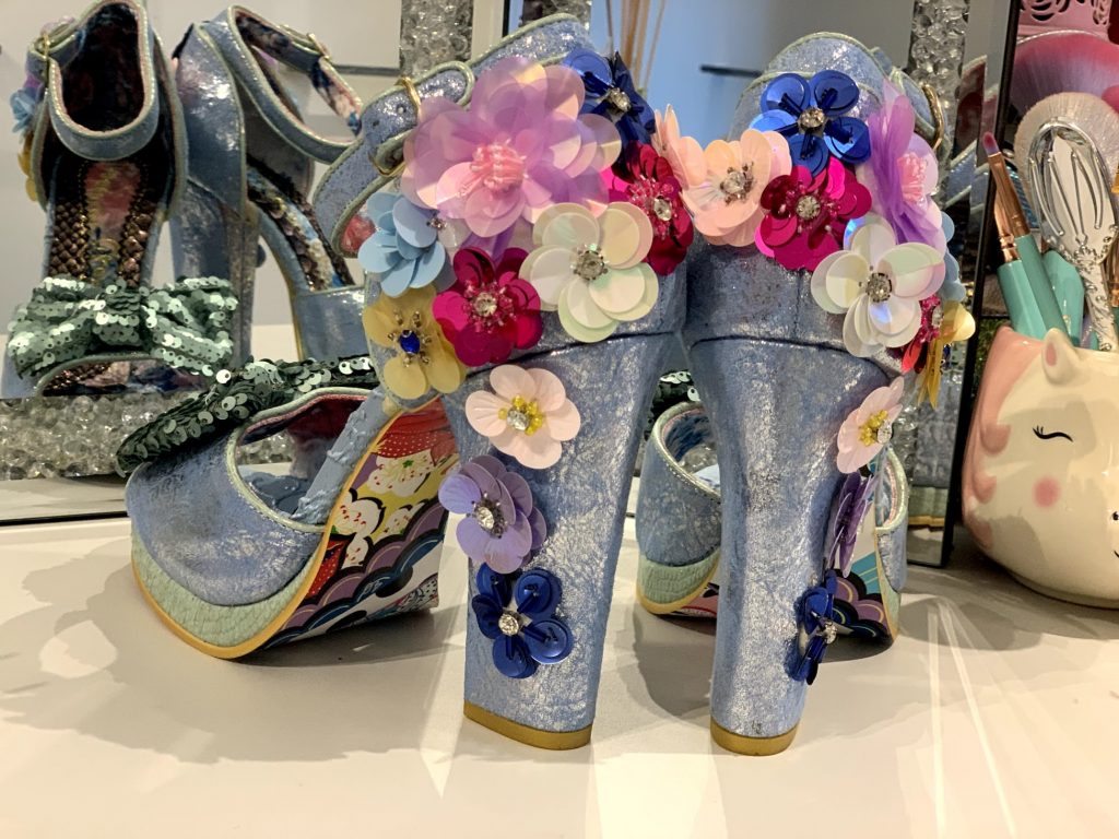 Irregular Choice Spring Forward Blue Platform Sandal Shoe Open Toe Flower