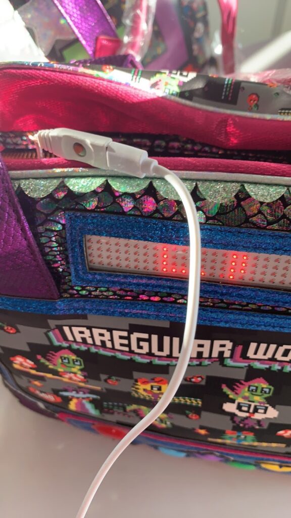Irregular Choice Wowcade bag scrolling text technology gaming 80s retro review