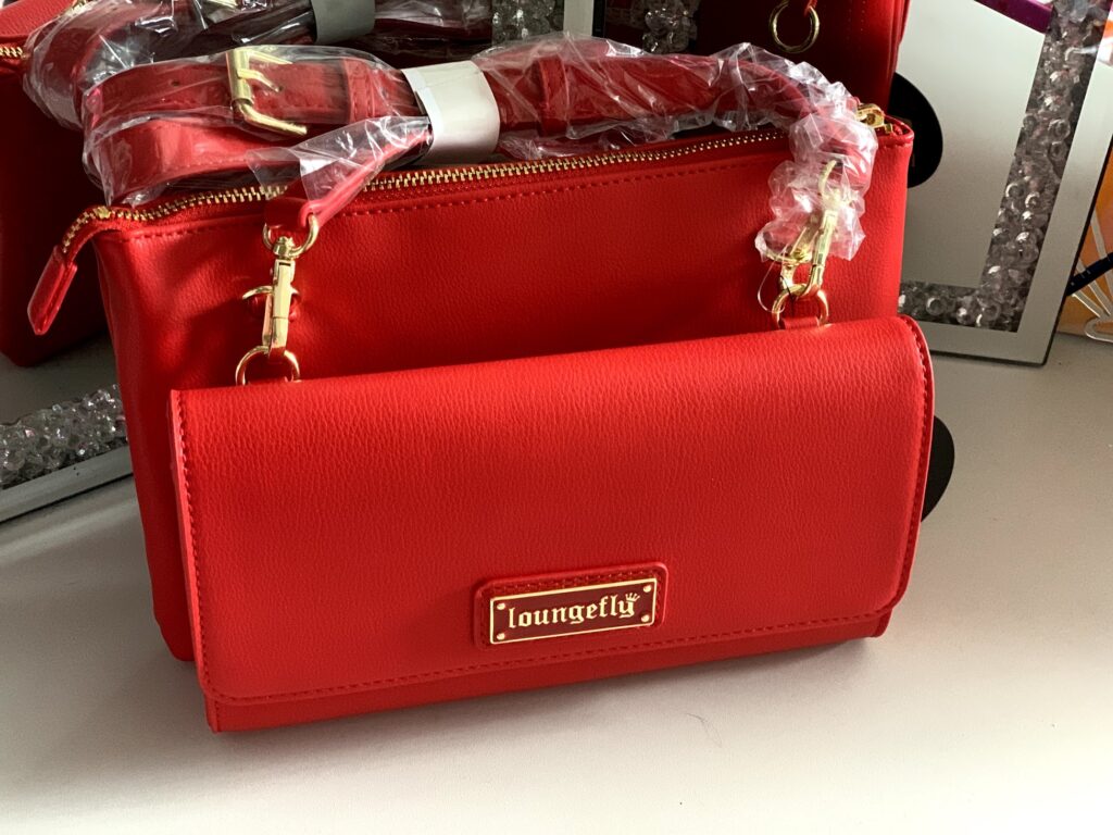 Loungefly Krone Handbag pin trader bag review red